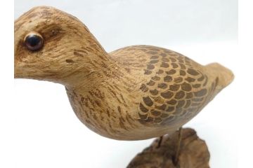 鴨　シギ　それぞれ個性の違った愛らしいデコイ3点セット(置き物、置物、模型、ディスプレイ、インテリア、木製)(R-062377)