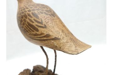 鴨　シギ　それぞれ個性の違った愛らしいデコイ3点セット(置き物、置物、模型、ディスプレイ、インテリア、木製)(R-062377)