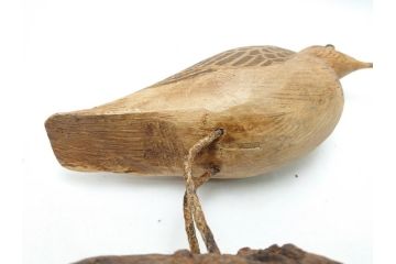 鴨　シギ　それぞれ個性の違った愛らしいデコイ3点セット(置き物、置物、模型、ディスプレイ、インテリア、木製)(R-062377)