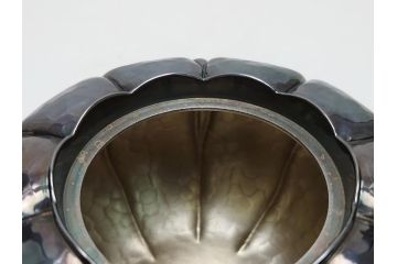 松栄堂　純銀製南瓜燗瓶　造形美を堪能できる急須&盃5杯セット(お猪口、銚子、かぼちゃ、酒器、箱無し)(R-062378)