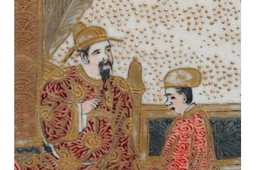 激レア!　明治時代　薩摩錦手　花と人物図鼠蓋太鼓形香炉　繊細な職人技が光る香炉(鑑定書付き、共箱付き、置物、ディスプレイ、仏具)(R-062379)