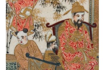 激レア!　明治時代　薩摩錦手　花と人物図鼠蓋太鼓形香炉　繊細な職人技が光る香炉(鑑定書付き、共箱付き、置物、ディスプレイ、仏具)(R-062379)