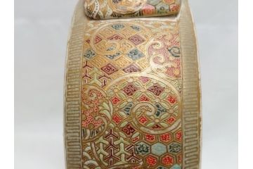 激レア!　明治時代　薩摩錦手　花と人物図鼠蓋太鼓形香炉　繊細な職人技が光る香炉(鑑定書付き、共箱付き、置物、ディスプレイ、仏具)(R-062379)