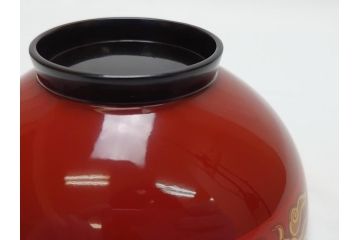 明治期　蒔絵　朱塗り　木製　漆器　雲鶴吸物椀　4寸　約12cm　鮮やかな朱色が食卓を華やかにする蓋付き椀10客セット(和食器、共箱付き、四寸)(R-062380)