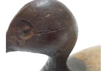 フランスビンテージ　1950年代　木彫り　木のぬくもりを感じられるデコイ2点セット(鴨、置物、置き物、模型、ディスプレイ、インテリア、ヴィンテージ)(R-062383)
