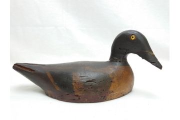 フランスビンテージ　1950年代　木彫り　木のぬくもりを感じられるデコイ2点セット(鴨、置物、置き物、模型、ディスプレイ、インテリア、ヴィンテージ)(R-062383)