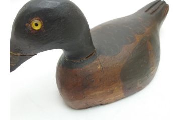 フランスビンテージ　1950年代　木彫り　木のぬくもりを感じられるデコイ2点セット(鴨、置物、置き物、模型、ディスプレイ、インテリア、ヴィンテージ)(R-062383)