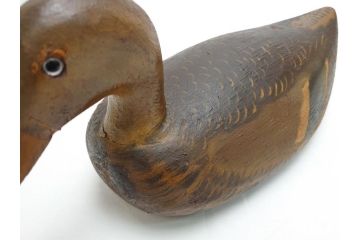 ドイツビンテージ　1945年　つぶらな瞳が可愛らしいデコイ2点セット(鴨、置物、置き物、模型、ディスプレイ、インテリア、ヴィンテージ)(R-062384)