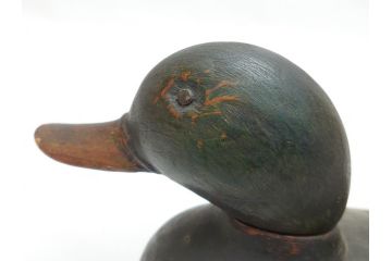 ドイツビンテージ　1945年　つぶらな瞳が可愛らしいデコイ2点セット(鴨、置物、置き物、模型、ディスプレイ、インテリア、ヴィンテージ)(R-062384)