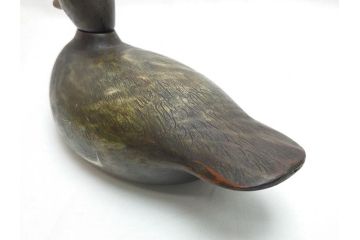ドイツビンテージ　1945年　つぶらな瞳が可愛らしいデコイ2点セット(鴨、置物、置き物、模型、ディスプレイ、インテリア、ヴィンテージ)(R-062384)
