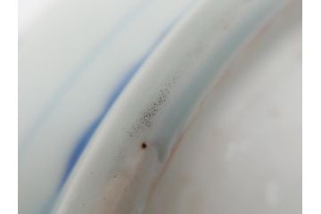 江戸期　成化年製　古伊万里　染付　線描　草花文　1尺1寸　約32.5cm　細かな絵付け技術に魅了される深鉢(一尺一寸、深皿、変形皿、和食器、和皿)(R-062386)