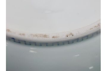 江戸期　古伊万里　染付　城　波に鶴文　亀文　1尺3寸皿　約38.5cm　珍しい図柄の大皿(一尺三寸、和食器、和皿)(R-062387)