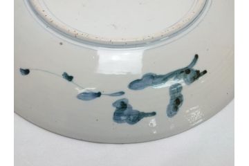 幕末期　伊万里焼　色絵　梅　双鶴　花文　1尺4寸皿　約41cm　色彩豊かで食卓が華やぐ大皿(一尺四寸、和食器、和皿)(R-062388)