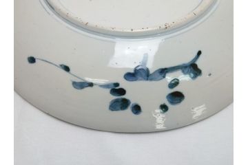 幕末期　伊万里焼　色絵　梅　双鶴　花文　1尺4寸皿　約41cm　色彩豊かで食卓が華やぐ大皿(一尺四寸、和食器、和皿)(R-062388)
