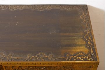 中古　軽井沢彫り　大胆にあしらわれた満開の桜が目を惹くチェスト(引き出し、整理箪笥、収納たんす、和タンス)(R-062392)
