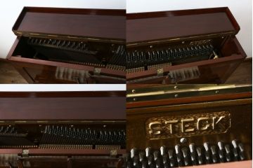 アメリカアンティーク　ジャンク品　ニューヨーク　George Steck & Co.(ジョージ・ステック社)　象嵌入りのアンティークピアノ(オブジェ、ディスプレイ)(R-062395)
