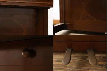 アメリカアンティーク　ジャンク品　ニューヨーク　George Steck & Co.(ジョージ・ステック社)　象嵌入りのアンティークピアノ(オブジェ、ディスプレイ)(R-062395)