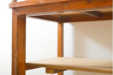和製アンティーク　レトロな雰囲気を醸し出す天飾り付きのガラスケース(ショーケース、飾り棚、陳列棚、店舗什器)(R-062396)