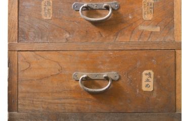 和製アンティーク　前面欅(ケヤキ)材　引き出し18杯　収納力抜群で小物収納に活躍する薬箪笥(ローチェスト、道具箪笥、薬タンス、引き出し、収納箪笥)(R-062405)