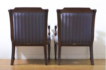 中古　maruni(マルニ木工)　KENT-COURT(ケントコート)　洗練された佇まいが美しいアームチェア2脚セット(ラウンジチェア、一人掛け、椅子)(R-062408)