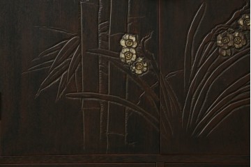 和製アンティーク　彫刻家　山根八春(やまねやつはる、はっしゅん)　吉祥モチーフが散りばめられた収納棚　(R-062413)