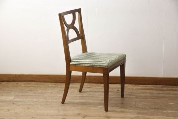 中古　DREXEL HERITAGE(ドレクセルヘリテイジ)　クラシカルな佇まいとストライプのファブリックがお洒落なチェア(ダイニングチェア、椅子、イス)(R-062424)
