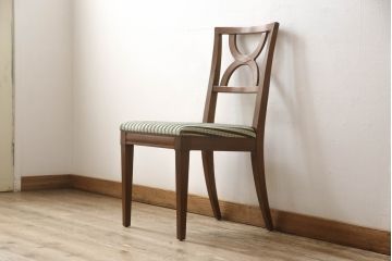 中古　DREXEL HERITAGE(ドレクセルヘリテイジ)　クラシカルな佇まいとストライプのファブリックがお洒落なチェア(ダイニングチェア、椅子、イス)(R-062424)