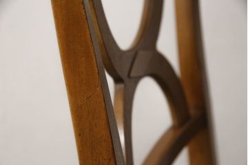 中古　DREXEL HERITAGE(ドレクセルヘリテイジ)　クラシカルな佇まいとストライプのファブリックがお洒落なチェア(ダイニングチェア、椅子、イス)(R-062424)