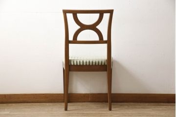 中古　DREXEL HERITAGE(ドレクセルヘリテイジ)　クラシカルな佇まいとストライプのファブリックがお洒落なチェア(ダイニングチェア、椅子、イス)(R-062424)