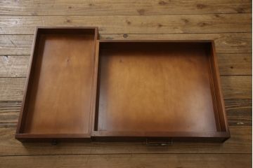 和製ビンテージ　国会議事堂納品の高級家具メーカー　徳田家具　細部まで丁寧につくりこまれた重厚感たっぷりの両袖デスク(ワークデスク、机、在宅用、在宅ワーク、ヴィンテージ)(R-062426)