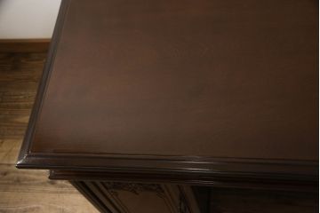 和製ビンテージ　国会議事堂納品の高級家具メーカー　徳田家具　細部まで丁寧につくりこまれた重厚感たっぷりの両袖デスク(ワークデスク、机、在宅用、在宅ワーク、ヴィンテージ)(R-062426)