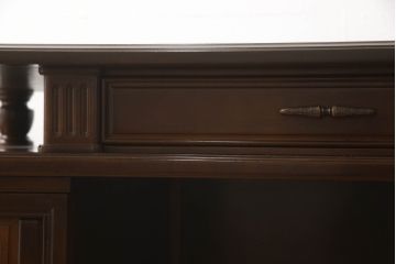 和製ビンテージ　国会議事堂納品の高級家具メーカー　徳田家具　細部まで丁寧につくりこまれた重厚感たっぷりの両袖デスク(ワークデスク、机、在宅用、在宅ワーク、ヴィンテージ)(R-062426)