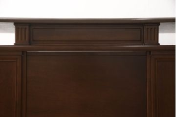 和製ビンテージ　国会議事堂納品の高級家具メーカー　徳田家具　細部まで丁寧につくりこまれた重厚感たっぷりの両袖デスク(ワークデスク、机、在宅用、在宅ワーク、ヴィンテージ)(R-062426)