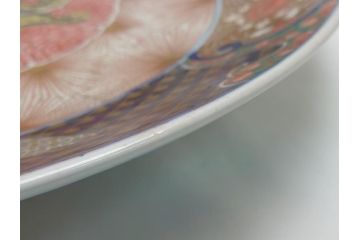 極上品!　江戸期　古伊万里　金彩　色絵　錦手　獅子　鳥　花文　1尺5寸皿　約46.5cm　繊細な筆書きにより珍しい図柄を描いた大皿(一尺五寸、和食器、和皿)(R-062429)