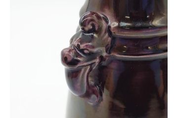 特作　二代　徳田八十吉(百吉)　九谷焼　深厚釉　龍耳　花生(花瓶、共箱付き)(R-062432)