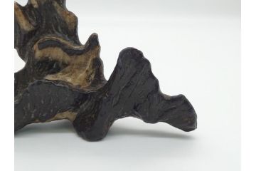 時代物　唐木台座付き　造形美に目を奪われる水石(盆石、鑑賞石、置物、置き物、ディスプレイ、箱付き)(R-062433)