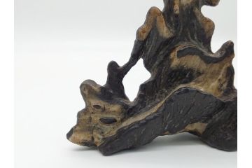 時代物　唐木台座付き　造形美に目を奪われる水石(盆石、鑑賞石、置物、置き物、ディスプレイ、箱付き)(R-062433)