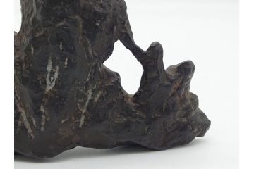 時代物　唐木台座付き　造形美に目を奪われる水石(盆石、鑑賞石、置物、置き物、ディスプレイ、箱付き)(R-062433)