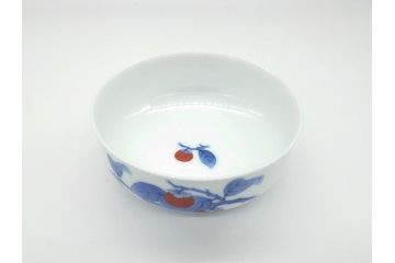 人間国宝　十四代　酒井田柿右衛門　染錦　柿文　5寸皿　約15cm　鉢(中皿、五寸、和食器、和皿、共箱付き)(R-062452)