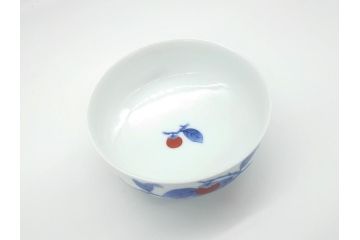 人間国宝　十四代　酒井田柿右衛門　染錦　柿文　5寸皿　約15cm　鉢(中皿、五寸、和食器、和皿、共箱付き)(R-062452)