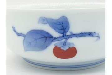人間国宝　十四代　酒井田柿右衛門　染錦　柿文　5寸皿　約15cm　鉢(中皿、五寸、和食器、和皿、共箱付き)(R-062452)