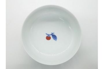 人間国宝　十四代　酒井田柿右衛門　染錦　柿文　5寸皿　約15cm　鉢(中皿、五寸、和食器、和皿、共箱付き)(R-062452)