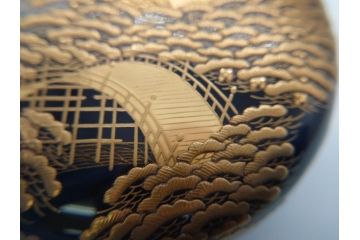 輪島塗　茶平一斎作　塩釜　住吉　高蒔絵　梨子地　平棗(共箱付き、木製、茶道具)(R-062466)