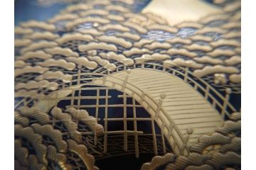 輪島塗　茶平一斎作　塩釜　住吉　高蒔絵　梨子地　平棗(共箱付き、木製、茶道具)(R-062466)
