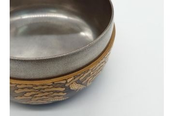 輪島塗　茶平一斎作　塩釜　住吉　高蒔絵　梨子地　平棗(共箱付き、木製、茶道具)(R-062466)
