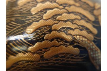 輪島塗　茶平一斎作　塩釜　住吉　高蒔絵　梨子地　平棗(共箱付き、木製、茶道具)(R-062466)