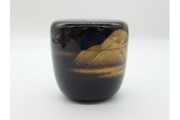 輪島塗　正春作　蒔絵　遠山　美しく気品の高い棗(茶道具、茶入、茶筒、木製、共箱付き)(R-062468)