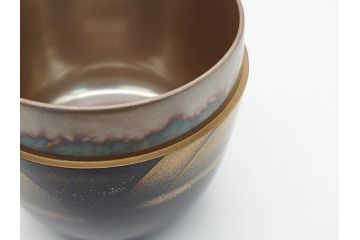 輪島塗　正春作　蒔絵　遠山　美しく気品の高い棗(茶道具、茶入、茶筒、木製、共箱付き)(R-062468)