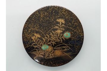吉田華正作　撫子　金彩　螺鈿　香合(茶道具、小物入れ、共箱付き)(R-062471)