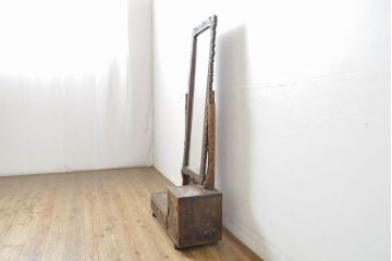 和製ビンテージ　軽井沢彫り　隅々まで施された桜の意匠が目を惹く収納付き姿見(ミラー、ドレッサー、鏡台、ヴィンテージ)(R-062475)